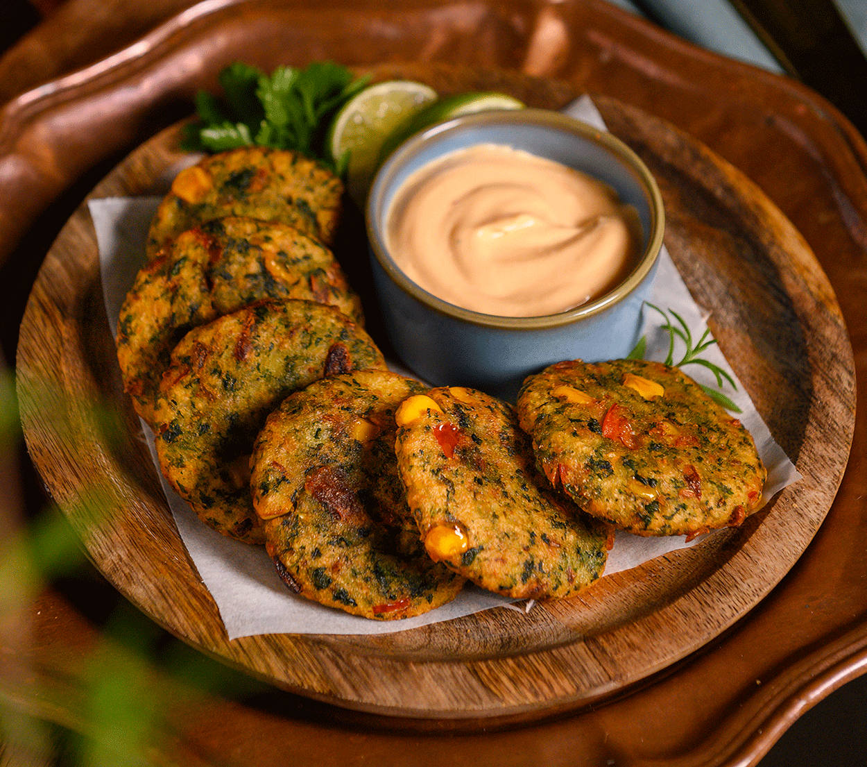 Crispy Corn & Spinach Tikki