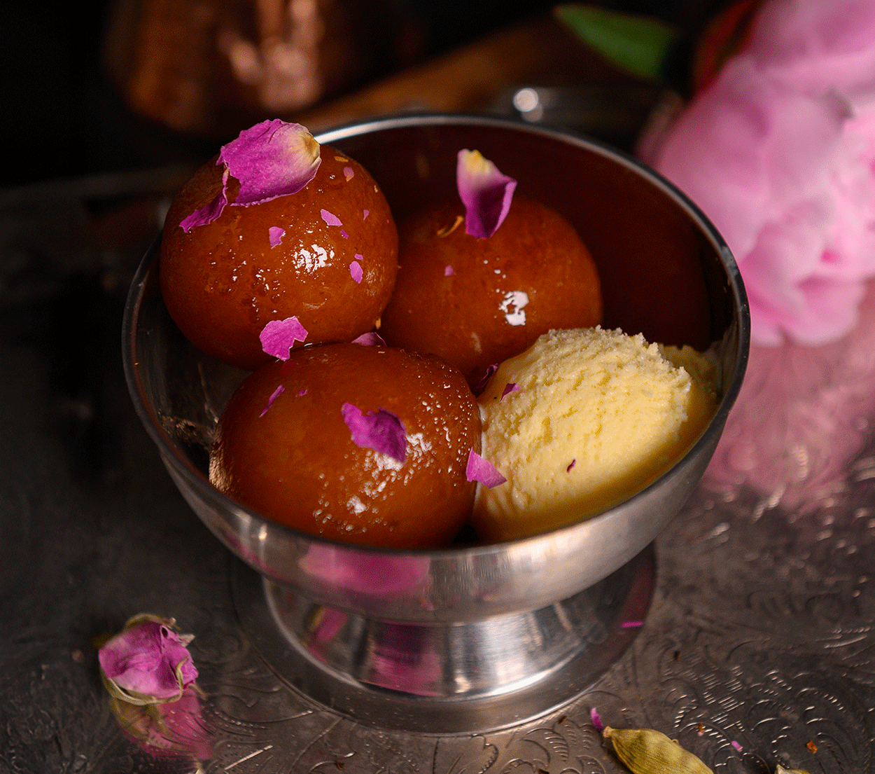 Gulab Jamun with Ice Cream